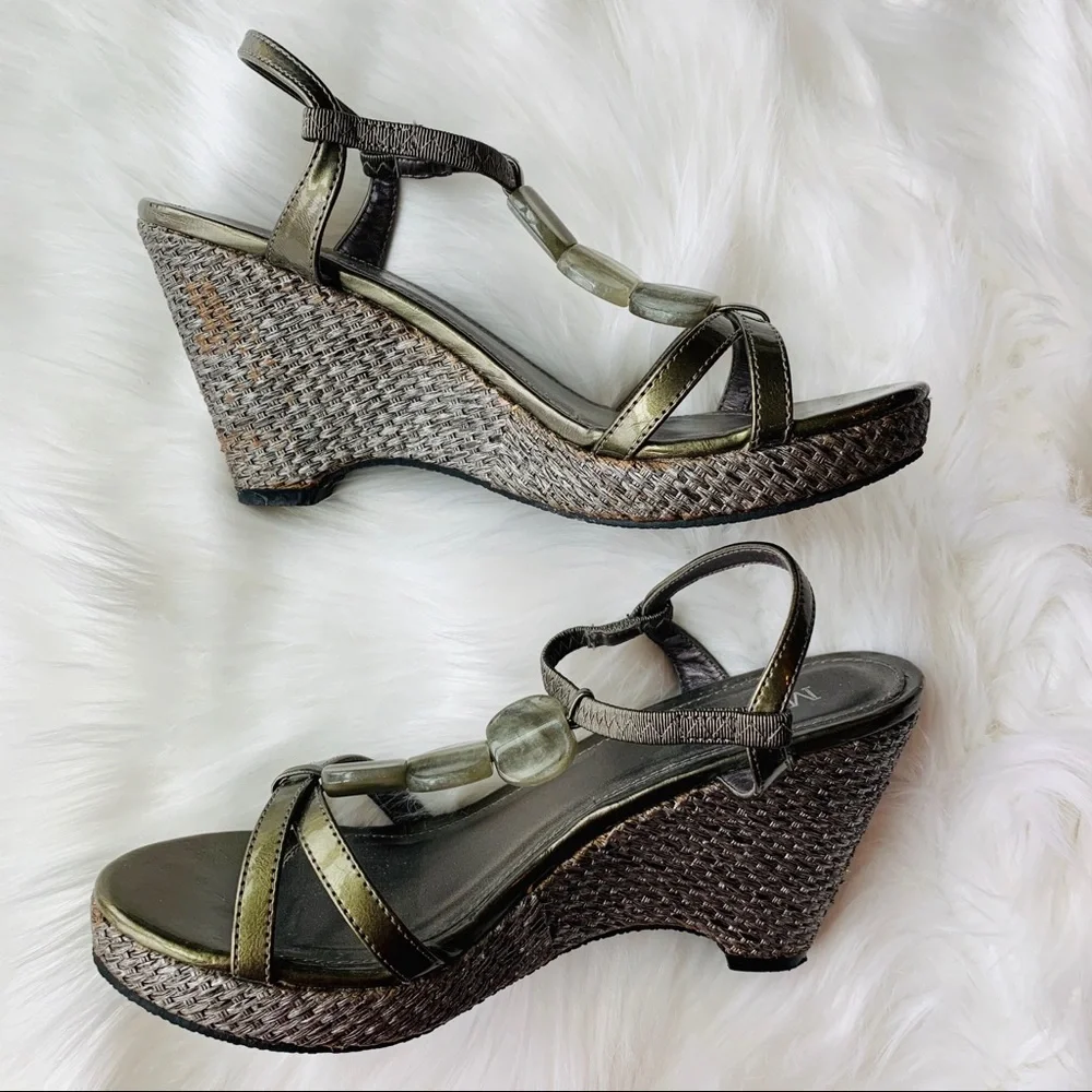 Madeline Stuart Olive Green Colored Wedges with Stone Details